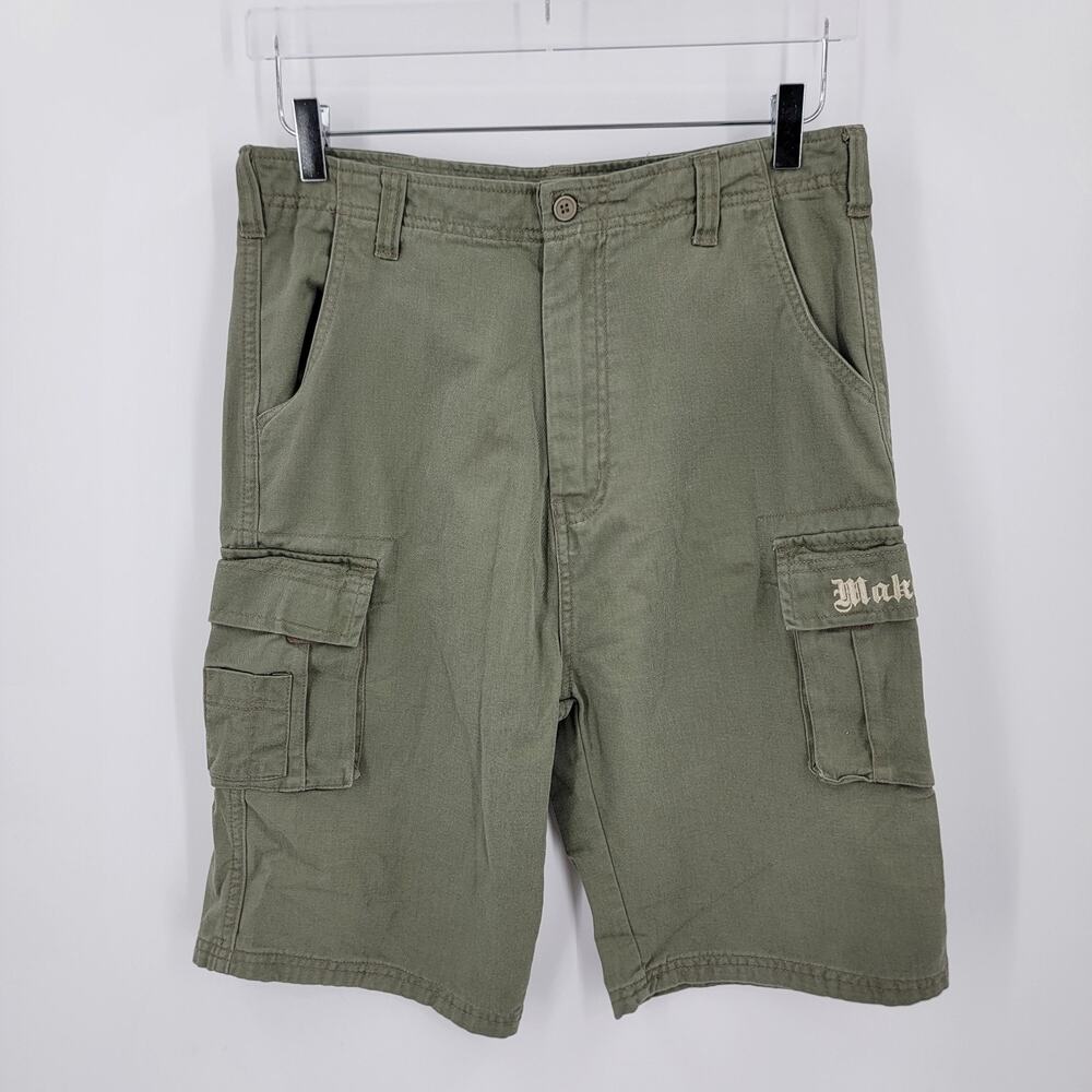 Makaveli Cargo Shorts Waist 32 Size Tag 20 Green Pockets Cotton